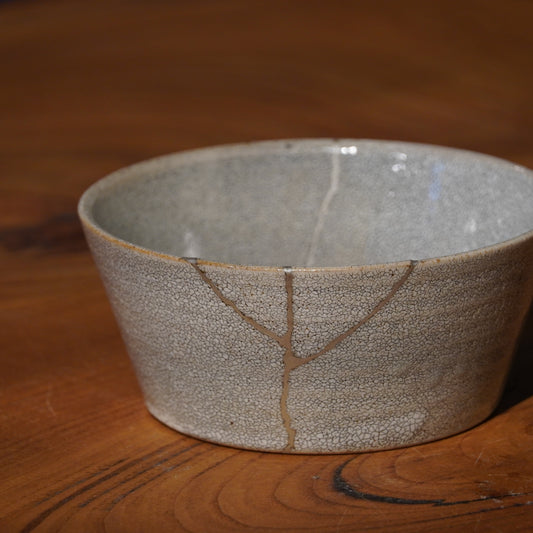 Kintsugi Hyouzangama Kairagi Crackle Glaze Bowl Flat