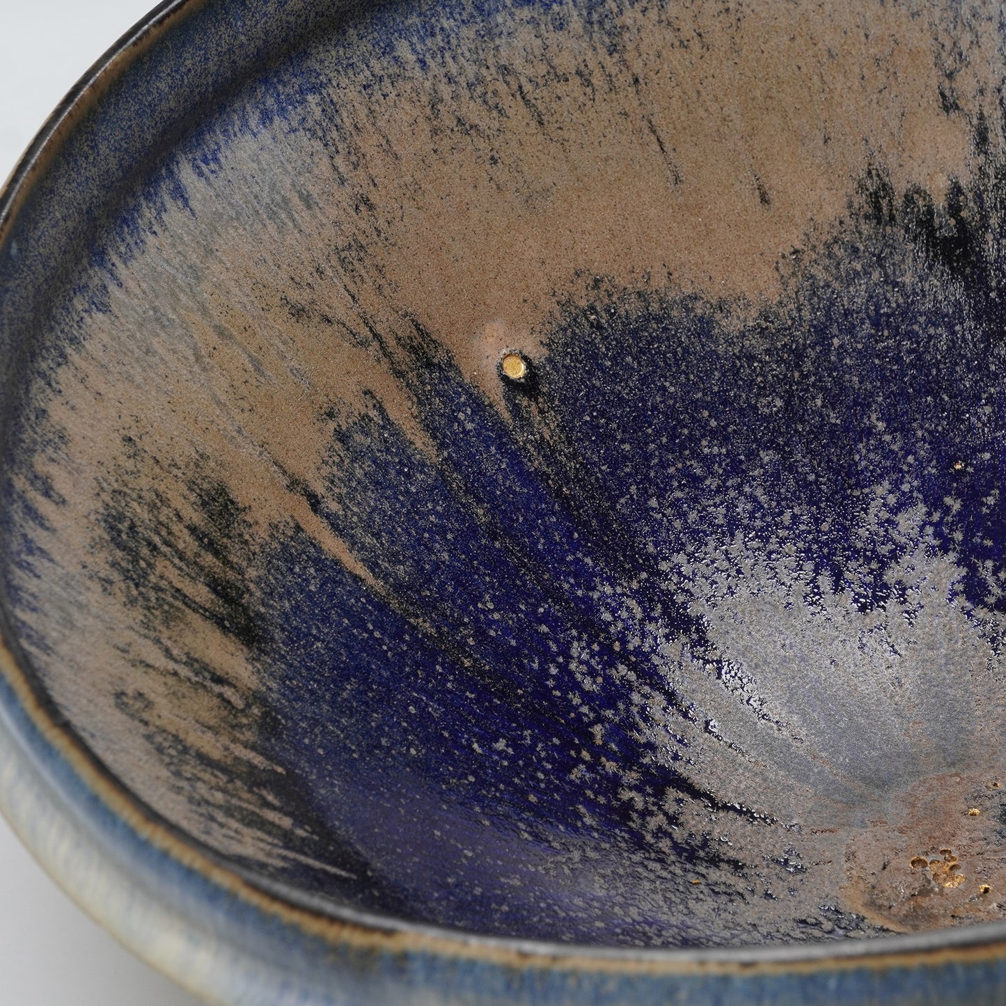 Nobuhito Nakaoka Colored Ash Glaze Extra Large Bowl with Gold