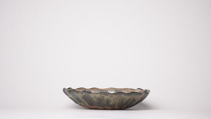 Nobuhito Nakaoka Colored Ash Glaze Flower Shaped Plate M