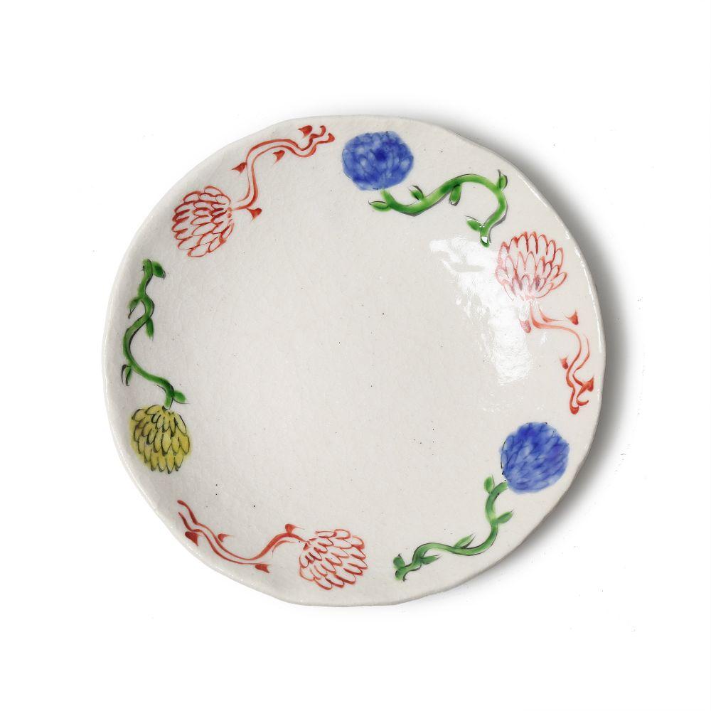 Hiroshi Hanzawa Flower Painted Plate Medium