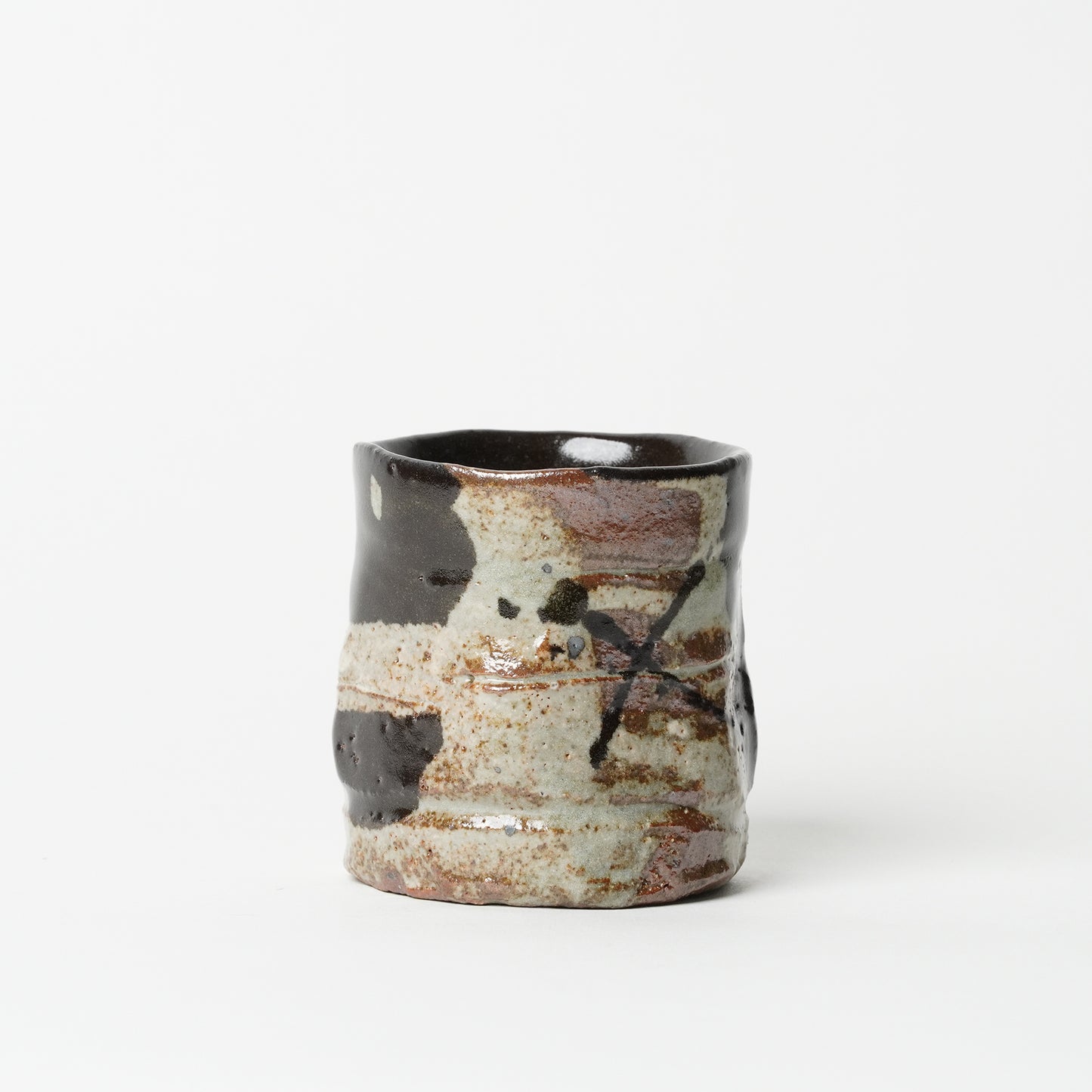 Junri Hamada Kuro Oribe Yunomi Guinomi Sake/ Tea Cup