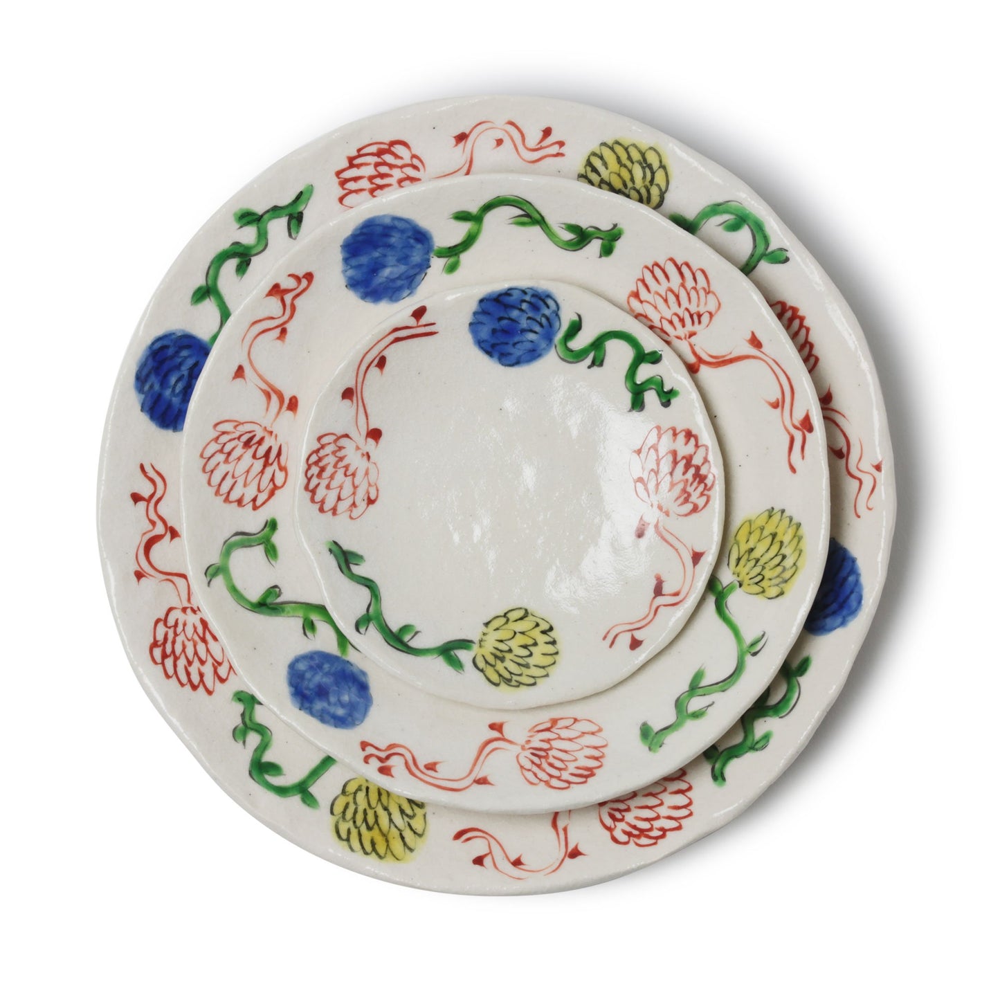 Hiroshi Hanzawa Flower Painted Plate Medium