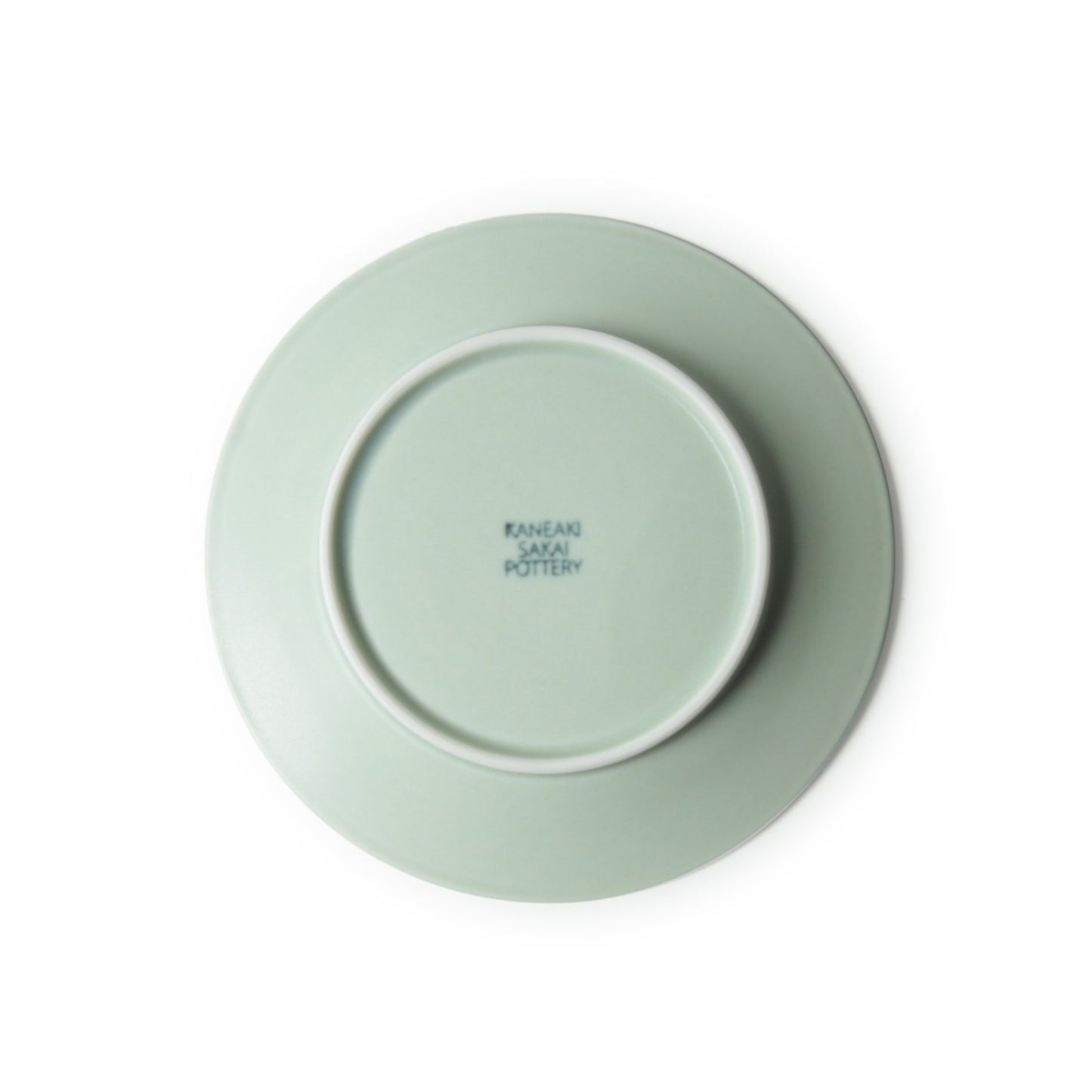 KANEAKI SAKAI POTTERY flat 5 plate pale blue