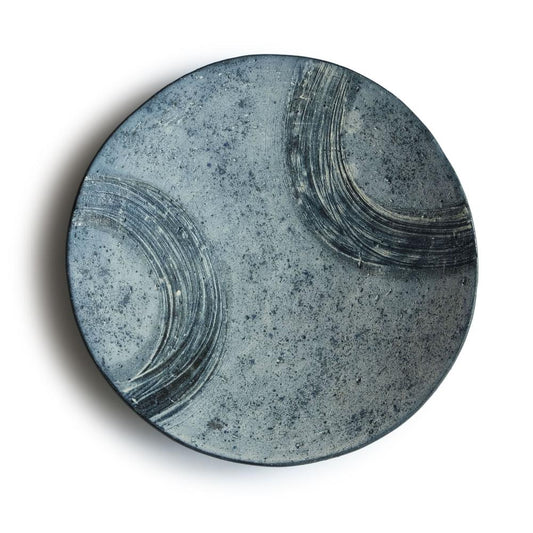 Nobuko Konno  Round Plate Brushed Blue L
